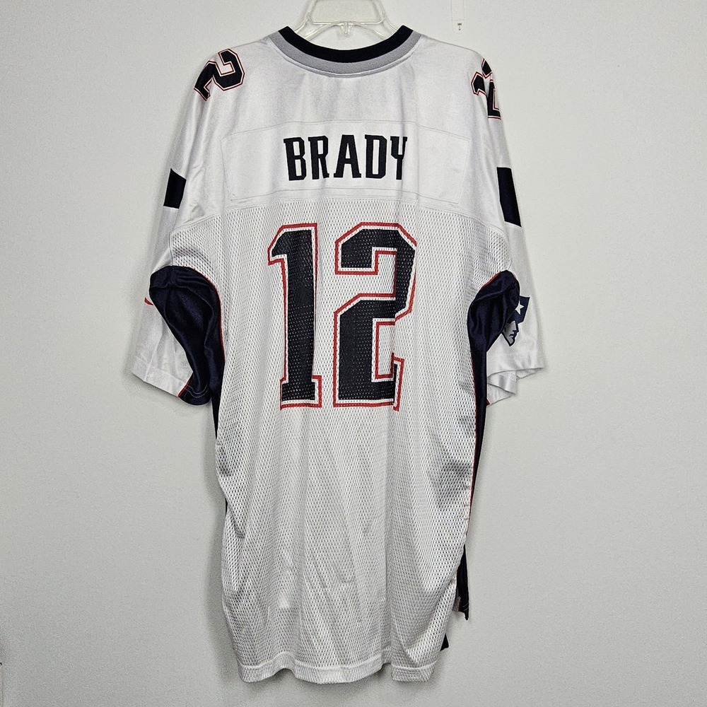 New England Patriots Jersey Mens XXL White Reebok On Field Tom Brady #12 NFL VTG - Picture 2 of 13